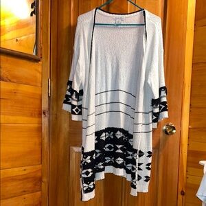 Rachel Zoe Black and White Striped Cardigan Sweater